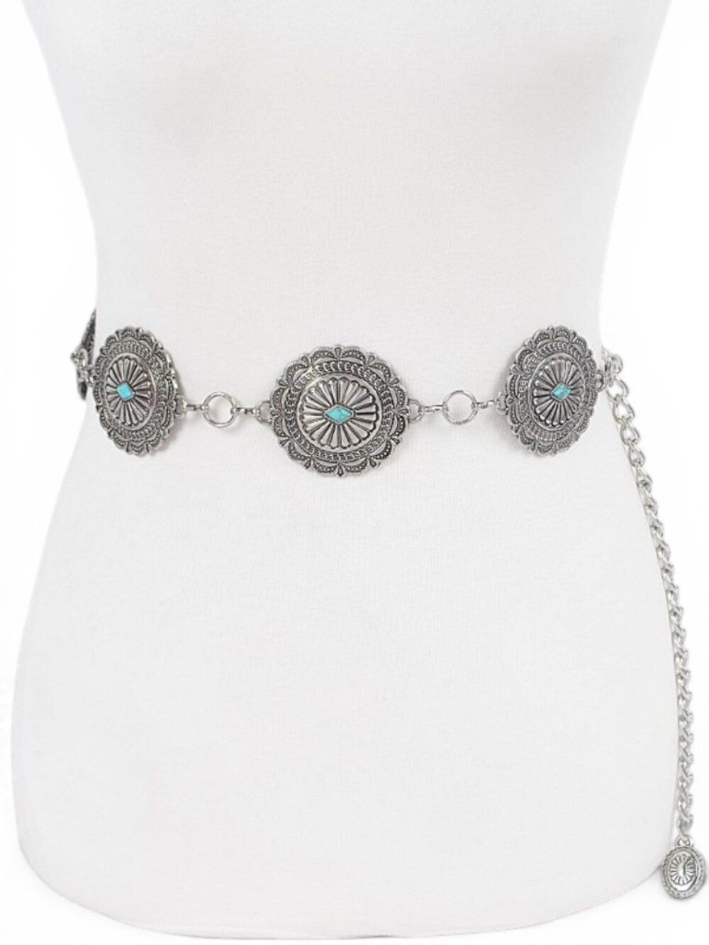 BNWT Turquoise Western Inspired Concho Cowgirl Chain Belt